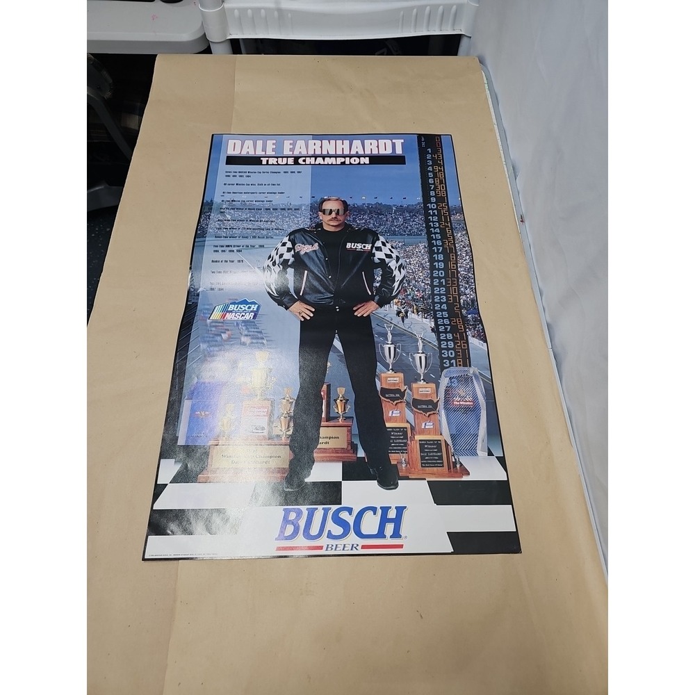1996 Dale Earnhardt True Champion NASCAR Racing Busch Beer Poster 25 x‎ 16